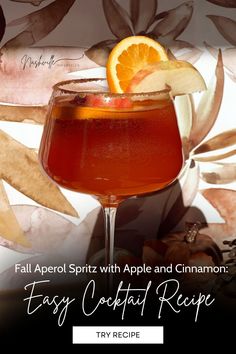 the fall aperoli spritz with apple and cinnamon is an easy cocktail recipe