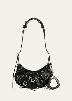 Young Adult Fashion, Spike Bag, Heart Mirror, Balenciaga Women, Balenciaga Logo, Hobo Shoulder Bag, Heart Bag, Fancy Bags, Leather Hobo