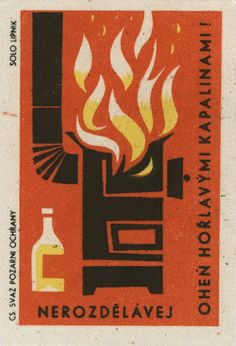 a red and black stamp with flames on it