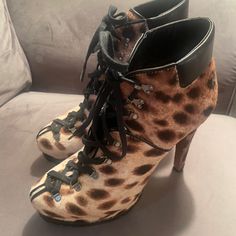 Lace Up Animal Print Alaia Boots Size 40 Never Worn Alaia Boots, Lace Up Platform Boots, Alaia Shoes, Platform Boots, Shoes Heels Boots, Tan Brown, Shoes Women Heels, Heeled Boots, Animal Print