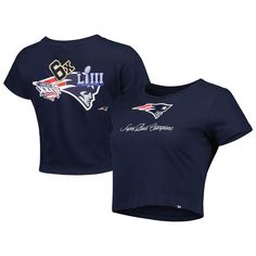 Celebrate your unwavering New England Patriots fandom with the Women's New Era Navy New England Patriots Historic Champs T-Shirt. This cropped tee features screen-printed graphics that proudly display the Patriots' iconic logo and championship history. Made from soft cotton, it's perfect for game day or any day you want to show your support for the New England Patriots. Iconic Logo, Cropped Tee, New England Patriots, Navy Women, New England, Womens Clothing Tops, New Era, Cotton Tee, Nfl