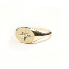 14k Solid Gold Starburst Signet Ring Our new stunning 14k Solid Gold Signet Ring is a timeless addition to your ring collection. Featuring a genuine .025 Carat diamond Built to last a lifetime and more. Please note, this ring comes standard in a polished face. Brushed finished is available upon request. Luxury Traditional Yellow Gold Signet Ring, Signet Ring Diamond, Gold Bar Earrings Studs, Rose Gold Morganite Ring, Toluca Lake, Signet Rings Women, Diamond Signet Ring, Gold Starburst, Gold Bar Earrings