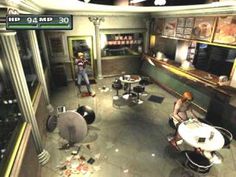 an image of a video game scene with two people in the room and one on the phone