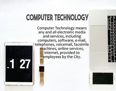 an advertisement for computer technology is displayed on a white background with information about computers and other electronic devices