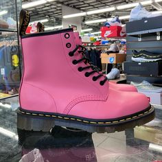 Women’s Dr. Martens 1460 Smooth Leather Acid Pink. Size 9. Brand New Without Box. See Pictures. Pink Leather Boots For Spring, Pink Round Toe Boots For Streetwear, Pink High-top Leather Boots, Casual Pink Boots With Round Toe, Dr Martens Shoes Women, Dr Martens Shoes, Martens Shoes, Crazy Shoes, Pink Brown