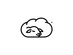 a black and white line drawing of a sleeping sheep with its head on the ground