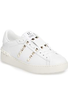 Valentino Rockstud Sneakers Valentino Rockstud Sneakers, Valentino Trainers, Valentino Sneakers, Studded Sneakers, Studded Shoes, Shoe Wishlist, White Sneakers Women, Valentino Women, Valentino Rockstud