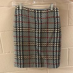 New Without Tags Size Us 4, Uk 6 Knee-Length Pencil Skirt Timeless, Classy, Chic, Academia, Luxury, Sophisticated Chic Academia, Burberry Skirt, Plaid Pencil Skirt, Knee Length Skirt Pencil, Classy Chic, Wool Plaid, Blue Gray, Blue Grey, Pencil Skirt