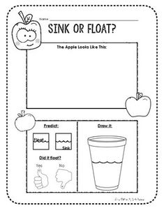 an apple themed worksheet with the words sink or float