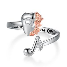 PRICES MAY VARY. 【Phantom of the Opera Design】:The phantom of the opera symbolises the timeless glamour of the musical world, and this ring, made up of the Phantom of the Opera and musical notes, is romantic and mysterious, a reminder of the eternal love of musical theatre and its captivating nature for both women and men. 【Phantom of the Opera Ring Material 】: The phantom of the opera mask open ring is handmade from sterling silver, hypoallergenic, free of lead, nickel and cadmium, and can be w Phantom Of The Opera Ring, Phantom Of The Opera Mask, Opera Design, Musical Theater Gifts, Opera Mask, Music Theatre, Theatre Gifts, Timeless Glamour, Gothic Ring