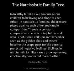 a quote from dr kayl mcbrie about the narcisticistic family tree