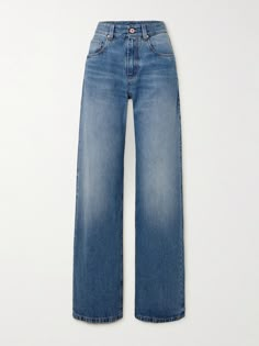 Find BRUNELLO CUCINELLI Bead-embellished High-rise Wide-leg Jeans on Editorialist. Brunello Cucinelli's jeans are purposely faded and whiskered to give them the look of a love-worn pair. Cut from denim, they sit high on the waist and have wide legs. The back pocket is subtly detailed with a tiny tab completely encrusted in the label's signature 'Monili' beads. Dr Closet, Wide Legs, Wide Leg Denim, Clothes Collection, Brunello Cucinelli, Jeans Dress, Net A Porter, Wide Leg Jeans, Denim Pants