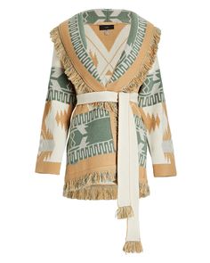 Alanui Icon Fringed Cashmere Cardigan In Multi | INTERMIX® Casablanca Paris, Desert Chic, Single Breasted Jacket, Jacquard Knit, Knitwear Design, Shell Jacket, Cashmere Cardigan, Down Coat, Casablanca