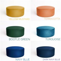 the different colors of an ottoman are shown