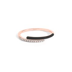 DJULA Black Enamel You and Me Finger Ring Diamond Gold Finger Rings DJULA Luxury Modern Black Enamel Ring, Fine Jewelry Black Enamel Diamond Ring, Elegant Diamond Ring With Enamel, Elegant Rose Gold Enamel Rings, Enamel Ring With Diamond Accents Fine Jewelry, Rings Chain, Enamel Ring, Finger Rings, Diamond Gold