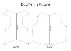 the dog t - shirt pattern is shown in three different sizes and has an attached collar