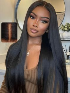 PRICES MAY VARY. 1.Glueless Lace Front wig Human Hair material: UNICE Pre Everything Glueless Frontal Wig upgrade 13X4 hd lace front wig 100% virgin human hair, collect from young girl donors. No shedding no tangle can be restyled . 2. Glueless Lace Front Wig Features: This pre everything wig comes with bleached knots, plucked hairline, precut lace and optional edge lace tape near ear tabs so you can wear your 13*4 lace glueless. 3. Glueless Upgrade Lace Front Wig: UNICE Pre everything Glueless Black Girls Sew In, Lace Front No Edges, Black Straight Hair Black Women, Glueless Wigs Black Women, Hair Styles Weave, Straight Human Hair Wig, Straight Hair Wig, Hd Lace Wig, Lace Tape