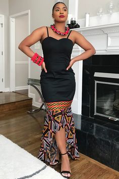 Black Toghu Print Dress Cameroon Traditional Attire, Traditional Attire, Matching Accessories, Polyester Satin, African Fabric, Long Sleeves Jacket, Top Fabric, Silk Chiffon, Traditional Dresses