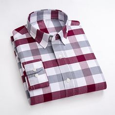 Season:Spring   Fall; Function:Soft; Fabric:Polyester; Sleeve Length:Long Sleeve; Look After Me:Wet and Dry Cleaning; Gender:Men's; Style:Smart Casual,Comfortable,Business,Casual; Elasticity:Micro-elastic; Tops Type:Dress Shirt,Oxford Shirt,Plaid Shirt,Collared Shirt,Button Down Shirt; Occasion:Daily,Back to Office,Work,Going out,Wedding; Age Group:Adults'; Fit Type:Regular Fit; Pattern:Plaid / Check; Design:Button-Down; Neckline:Turndown; Front page:FF; Bust:; Length:; Shoulder Width:; Fit US S Oxford Shirt Men, Womens Basic Tops, Mens Shirts Online, Mens Outdoor Jackets, Smart Casual Style, Linen Shirt Men, Tuxedo For Men, Linen Pants Women, Plaid Fashion