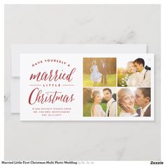 a christmas card with four photos and the words, have yourself married little christmas written on it