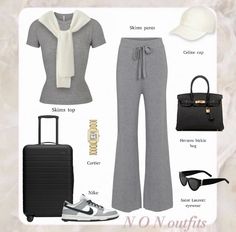 #outfits Comfy Plane Outfit, Travel Fits Airport, Elegant Travel Outfits, Cute Airport Fits, Airport Fit, Outfit Airport, Outfits Styling, Ralph Lauren Womens Clothing