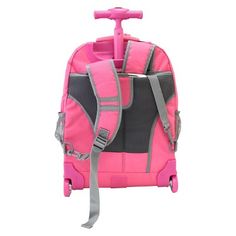 J World 18 Daisy Rolling Backpack - Pink Pink Rectangular School Luggage, Pink Adjustable Backpack For Back To School, Adjustable Pink Backpack For Back To School, Nylon Backpack For School, Adjustable Backpack For End Of School Year, Kids Rolling Backpack, Rolling Backpack, Backpack With Wheels, Travel Umbrella