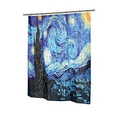 a shower curtain with an image of the starry night