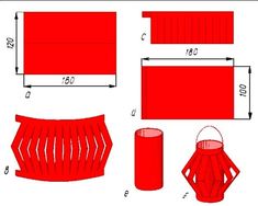 an image of red furniture with measurements for the top, bottom and bottom pieces on it