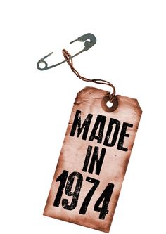 a made in 1974 tag hanging from a hook