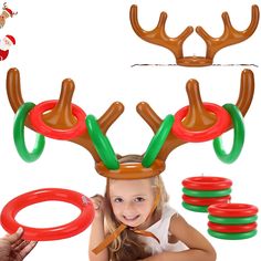 Rings For Kids, Antler Hat, Children Games, Xmas Games, Fun Christmas Party Games, Ring Toss Game, Holiday Party Games, Family Party Games, Kids Christmas Party