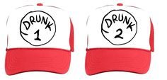 2 HAT SET: you get 1  pc DRUNK1, and 1 pc  DRUNK 2 Brand new, old school style trucker caps, with one-size-fits-all adjustable backing. Buy more than 1 set, and receive FREE SHIPPING on all items after the 1st set. NOTE:  If you have more than 2 people in your party and need additional hats, we can also make hats with "DRUNK 3", "DRUNK 4", etc, etc. This is a old school style “TRUCKER CAP” It has a high profile poly/foam front which sits high on the head, and a breathable  plastic mesh back, wit Trucker Humor, Bachelor/bachelorette Party, Old School Style, Plastic Mesh, School Style, Hat Set, School Fashion, Trucker Cap, Bachelorette Party