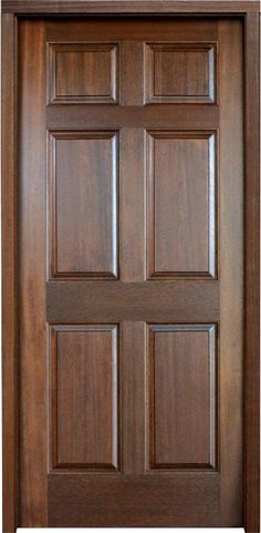 the front door is made of wood and has four paneled panels on each side