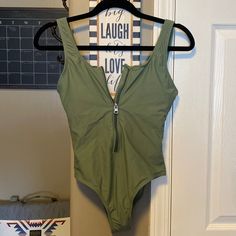 Never Worn Comes With Padding Front Zippes All The Way Up Or Down Stretchy Material Casual Beach Swimwear With Zipper Closure, Casual Summer Swimwear With Zipper Closure, Summer Beach Swimwear With Zipper Closure, All The Way Up, All The Way, Stretchy Material, Womens Swim, One Piece Swimsuit, The Way