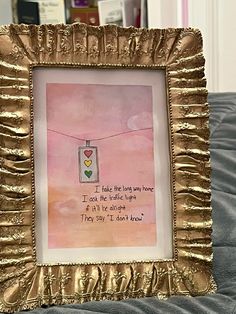 there is a picture frame with a poem on it