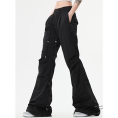 Unisex Casual Bootcut Quick-Drying Wide-Leg Pants  Material: 100%Polyester  Size: S, M, L, Color: Black, Pink, Army Green  Season: Spring, Fall, Winter   Occasion: Leisure, Outdoor, Daily, Vacation, Fall Outfits Edgy Baggy Wide Leg Bottoms, Spring Streetwear Stretch Wide Leg Pants, Edgy Full-length Bottoms For Spring, Edgy Full Length Pants For Spring, Edgy Wide Leg Parachute Pants For Spring, Stretch Wide-leg Pants For Streetwear, Edgy Wide-leg Parachute Pants For Spring, Fitted Wide-leg Pants For Streetwear, Edgy High Waist Parachute Pants For Spring