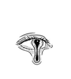 an eye that is drawn in the shape of a snake's head with long eyelashes