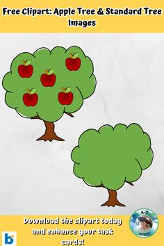 an apple tree with red apples on it and the text free clipart apple tree & standard tree images