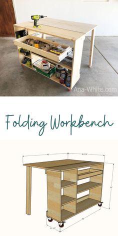 an image of a workbench with the words folding workbench on it