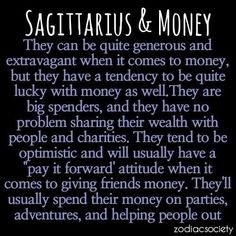 the zodiac sign for sagitratus and money is shown in blue on a black background