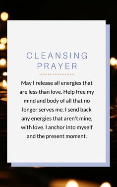 a card with the words, cleaning prayer