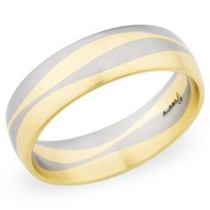 two tone gold and white striped wedding ring