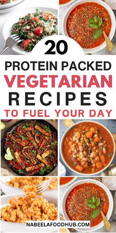 Enjoy these 20 vegetarian meals, each one rich in protein and flavor. These recipes offer plant-based power that’s perfect for staying energized, from lunches to dinners, giving you the strength to tackle any day with gusto. Vegan Recipes With Protein, Quick High Protein Vegetarian Meals, Healthy Vegetarian Protein Recipes, High Protein Mediterranean Recipes, Vegetarian Protein Meals, High Fiber High Protein Meals, Tofu And Quinoa, Protein Vegetarian Meals, High Protein Vegetarian Meals