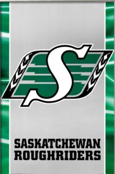 the logo for saskatchewn roughridgers is shown in green and white