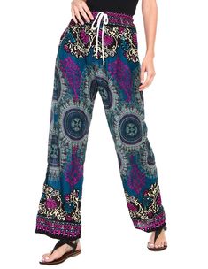 Mandala Pants, Authentic Corsets, Boho Streetwear, Blue Clothing, Hippie Look, Scarf Shirt, Trendy Skirts, Mandala Print, Rayon Pants