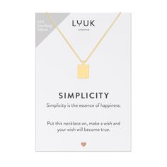 You can find more great pieces of jewelry here: https://www.etsy.com/de/shop/LUUKLIFESTYLEShop?ref=seller-platform-mcnav ❤ SIMPLE DESIGN - Beautiful, delicate 925 sterling silver necklace in a timeless design with a square I pendant in silver, gold or rose including a saying card. The necklace looks feminine, stylish and can be combined in many ways. ❤ SIMPLICITY & HAPPINESS - GIVE THE GIFT OF JOY! Our silver necklaces are perfect as a gift for a variety of occasions or you can simply treat your Business Jewelry, Silver Necklace Simple, Square Necklace, Happy Gifts, Sleek Style, Square Pendant, Silver 925 Necklace, Special People, Jewelry Business