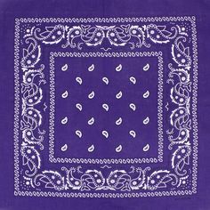 a purple bandanna with white designs on it