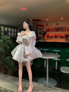 Tavimart 2023 Spring Elegant Square Collar Mini Dress Women Lantren Sleeve Ruffle High Waist Fairy Dress Lady Print Korean Dress Summer Long Sleeve Ruffled Fairy Dress, Spring Fairy Dress With Ruffles For Dress-up, Korean Ruffle Dress, Spring Mini Dress With Ruffles In Princesscore Style, Spring Fairy Dress With Ruffles, Mini Length, Grunge Baggy, Harajuku Grunge, Low Waisted Pants, Cargo Pants Streetwear