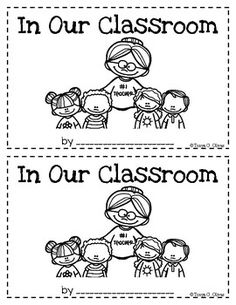 two posters with the words in our classroom and an image of three children holding hands