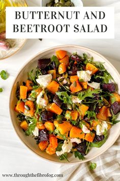 a white bowl filled with beetroot salad on top of a table