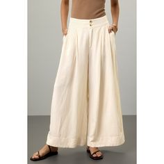 Beige (72% Viscose, 28% Linen). Pants. Pull-on closure. 27" inseam. 10" rise. Imported. Rent The Runway, Closet Designs, Home Free, Linen Pants, Wide Leg Trousers, Casual Chic, Wide Leg, Trousers, Pants